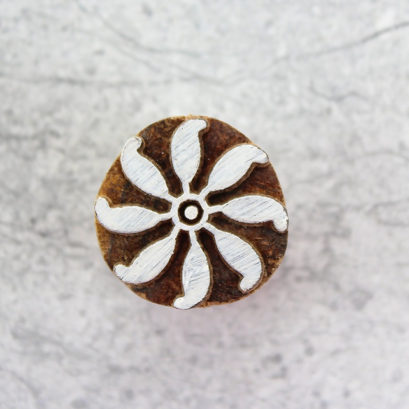 Hand Carved Wooden Printing Block Jasmine W 1inch X L 1inch 1pc