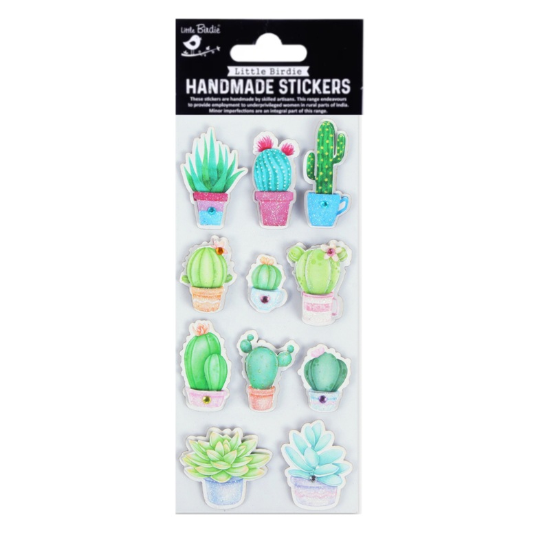 Handmade Stickers Succulent shimmer 11pc