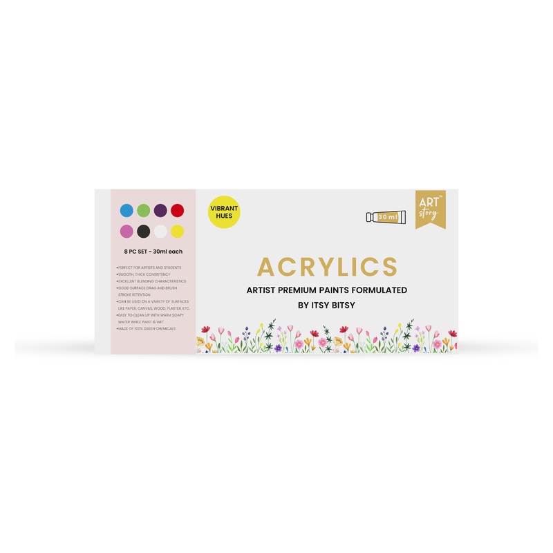 Artists Acrylic Colour Set Bright 8 colours X 30ml each