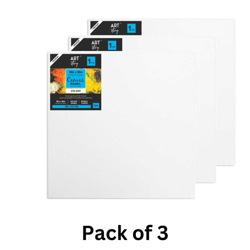 Canvas Panel 3Mm Mdf Board 18 X 18Inch 1Pc (Pack of 3)