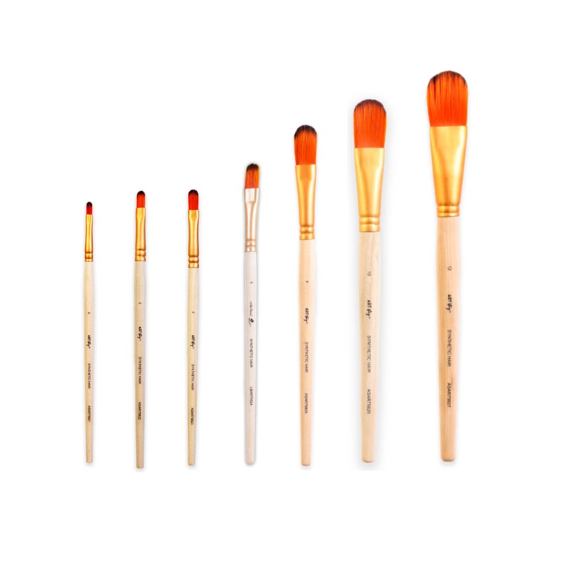 Filbert Brush Synthetic Hair Size 0 2 4 6 8 10 12 Set of 7 pc