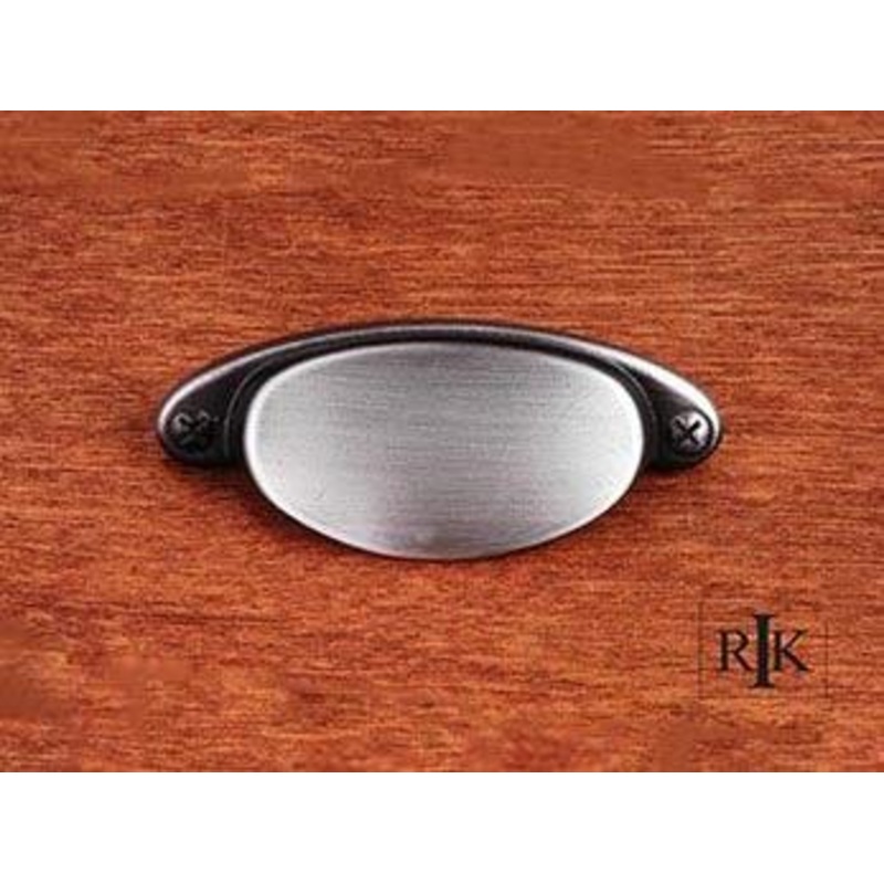 Elliptical Cup Pull with Dummy Screws 3 7/16 (87mm) – Distressed Nickel