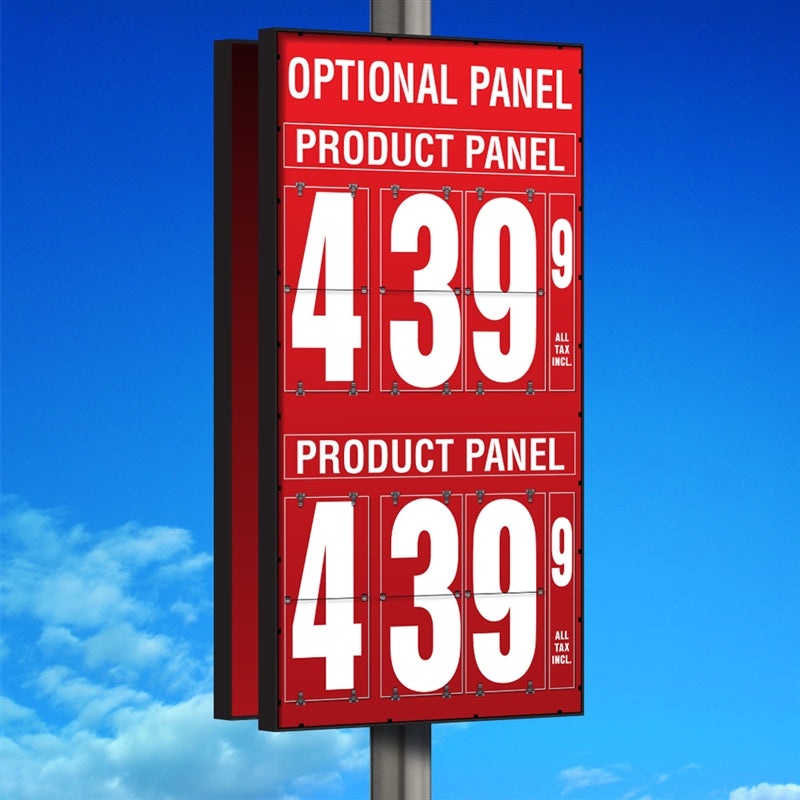 20 Flip Numbers- Two-Product, Double-Sided Pole Mount w/ Optional Panel