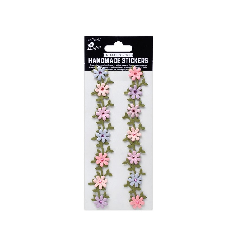 Handmade Stickers – Jewel Floral Vine, Fairy Sparkle, 2pc, 1 Sheet