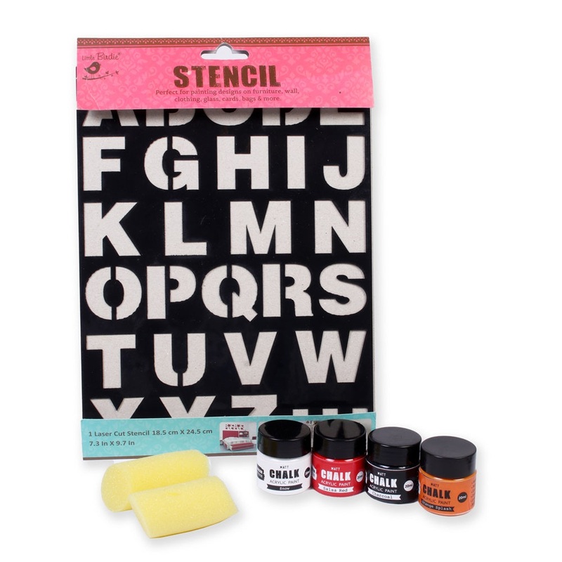 Stencil Art Paint Kit Alpha Upper Case 18.5 X 24.5cm