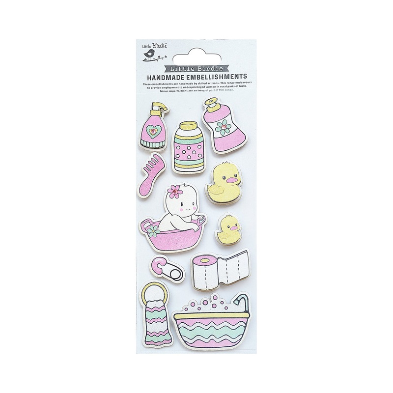 Handmade Stickers Bath Time Pink 11pc