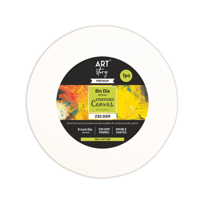 Stretched Canvas Round 22mm 8inch Dia 1pc