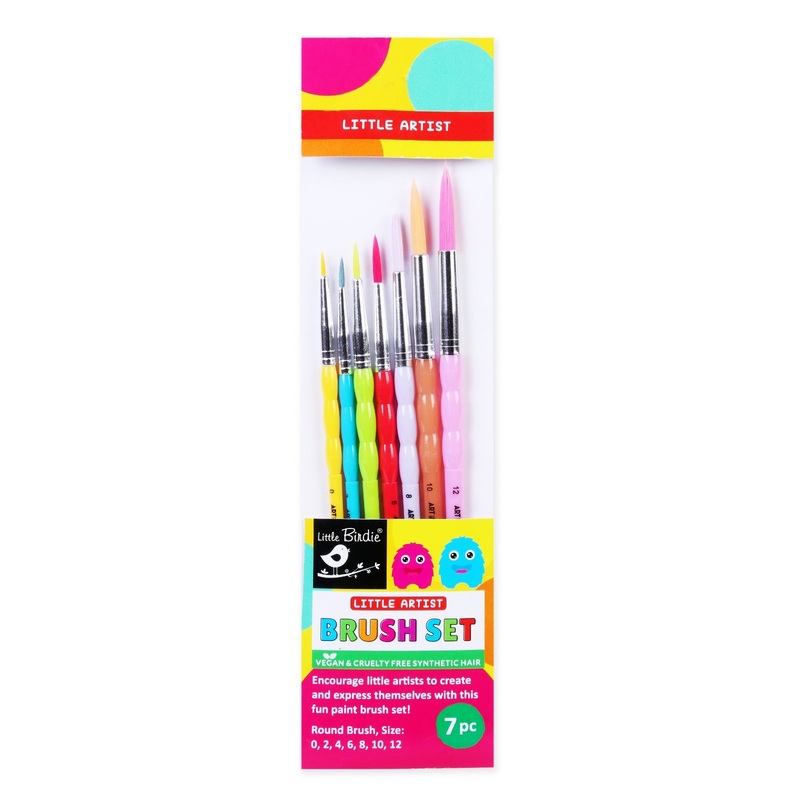 Kids Brush Round Synthetic Hair Size 0 2 4 6 8 10 12 Set of 7pc