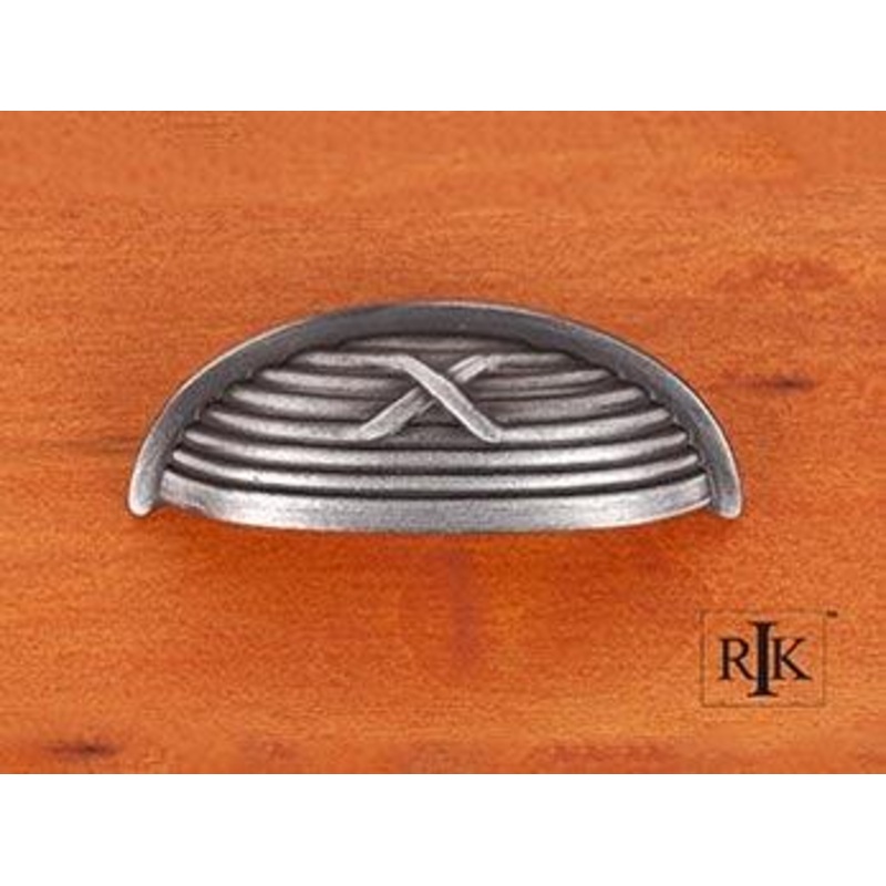 Lines and Single Cross Rounded Cup Pull 3 3/4 (95mm) – Distressed Nickel