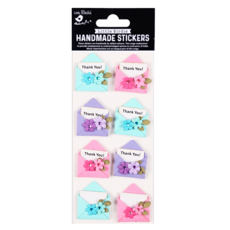 Handmade Stickers Thank you note 8pc