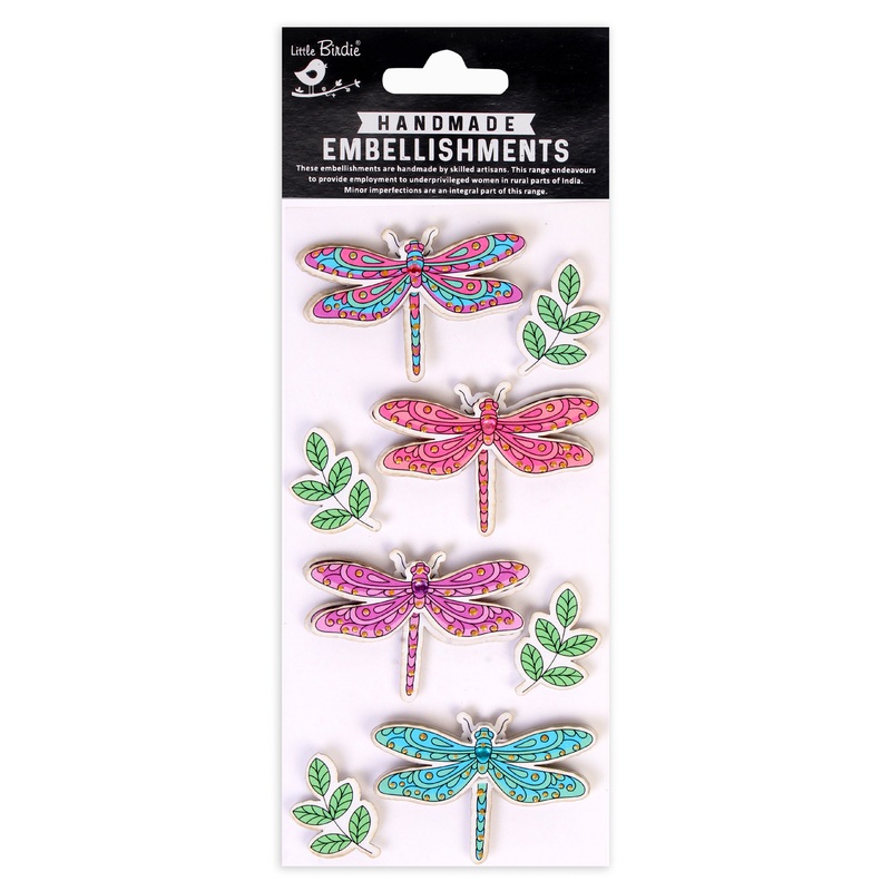 Handmade Stickers – Doodle Dragonfly 8pc, 1 Sheet