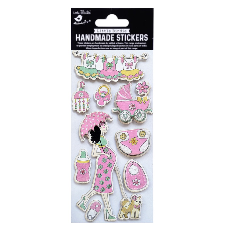 Handmade Stickers It’s a Girl Pink 10pc