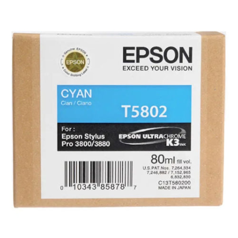 Epson Pro 3800,3880 Cyan Ink Cartridge 80ml – T580200