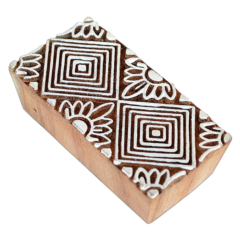 Hand Carved Wooden Printing Block Double Diamond 1pc