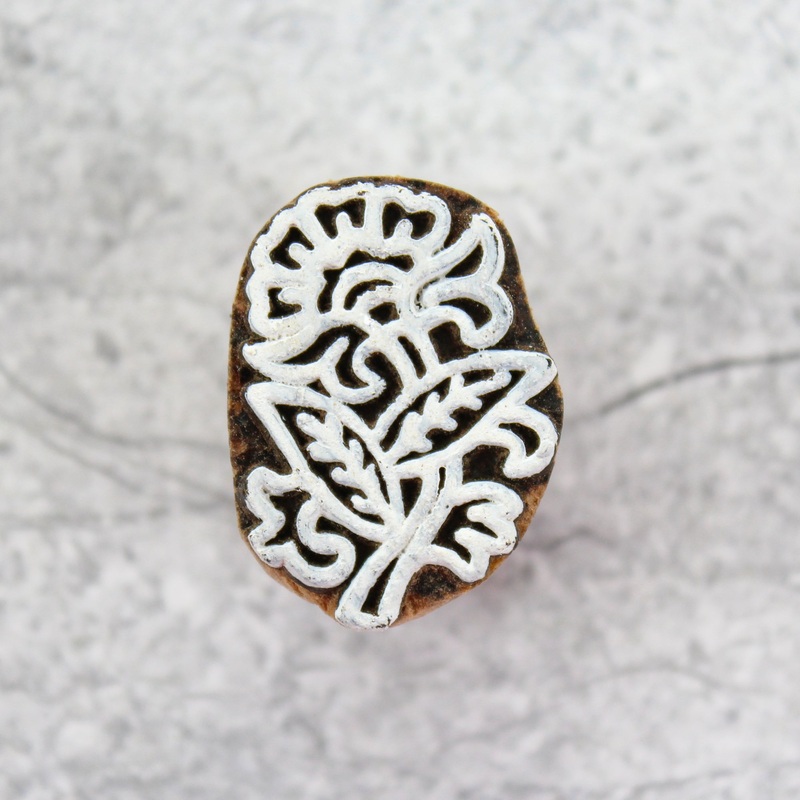 Hand Carved Wooden Printing Block Meadow Flower W 1inch X L 1inch 1pc