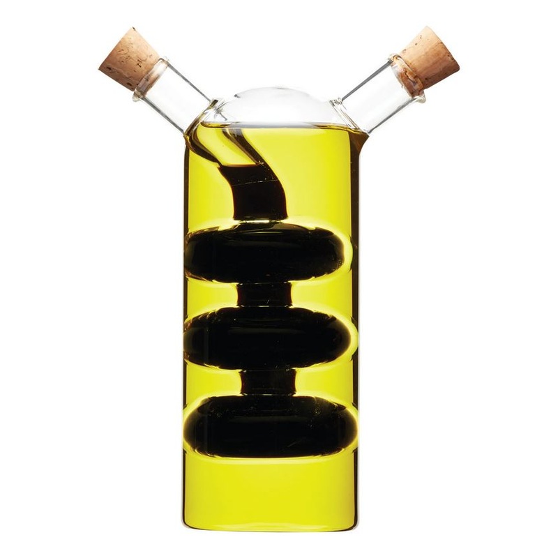 World of Flavours Italian Glass Dual Oil & Vinegar Bottle, 300ml/100ml
