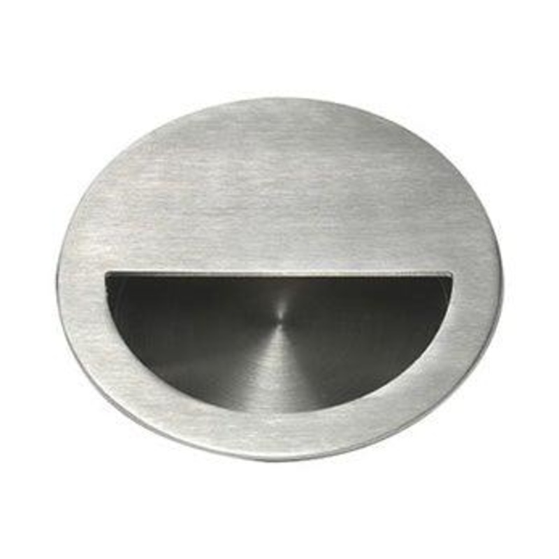 Round Half Moon Recessed Pull – 3 17/32 (90mm) Satin Stainless Steel