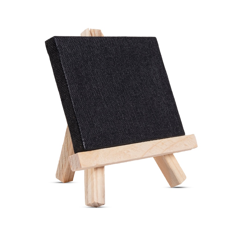 Wooden Mini Easel With Black Canvas Easel Size 11cm Canvas Size 10 X 7.5cm 1pc