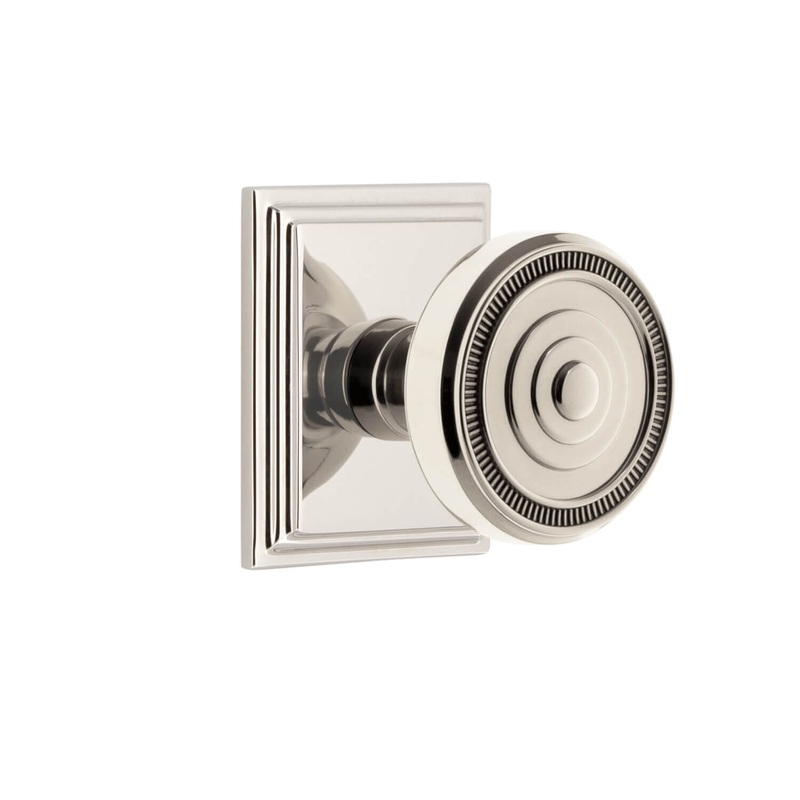 Carr Square Rosette with Soleil Knob in Polished Nickel