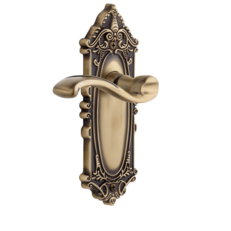 Grande Victorian Long Plate with Portofino Lever in Vintage Brass