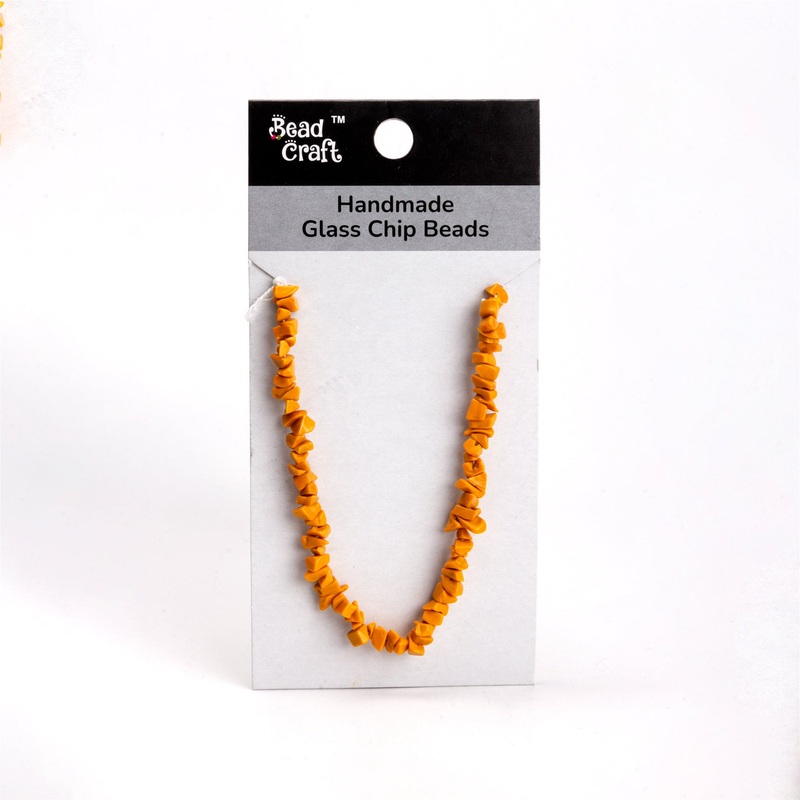 Handmade Glass Chip Beads Caramel Approx 15gm