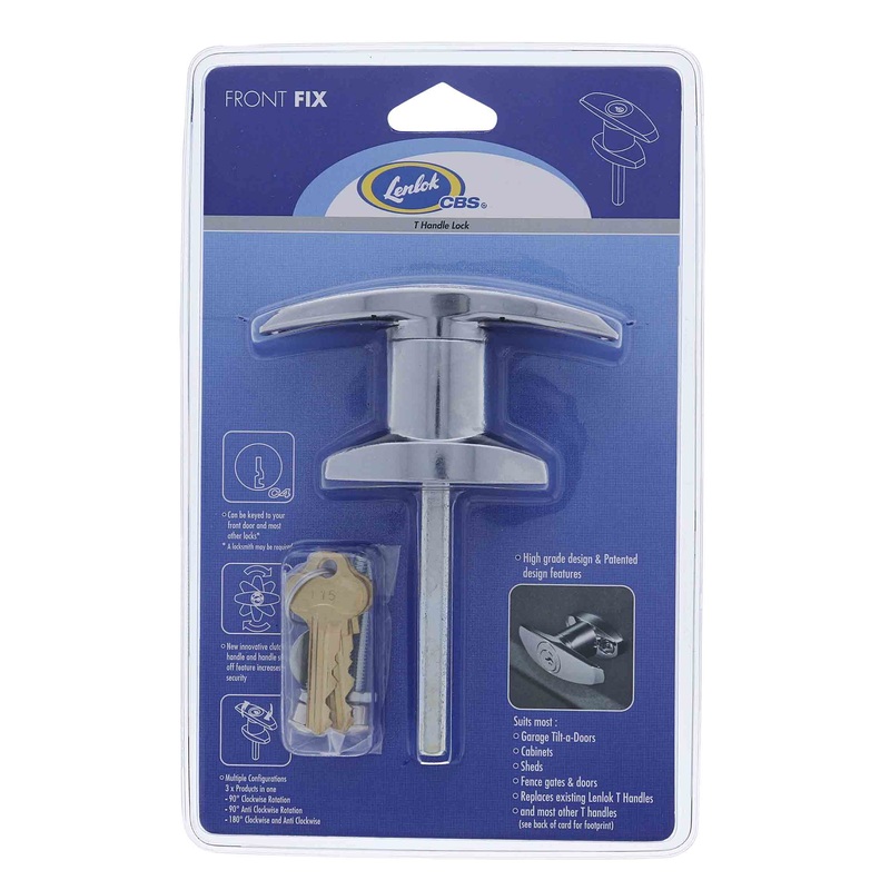 Lenlok T Handle, Front Fixing,  75MM Shaft, C4 Keyed to Differ , Display, Chrome Plate