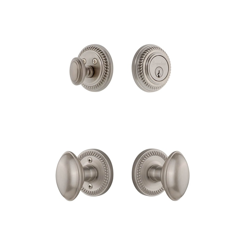 Newport Rosette Entry Set with Eden Prairie Knob in Satin Nickel