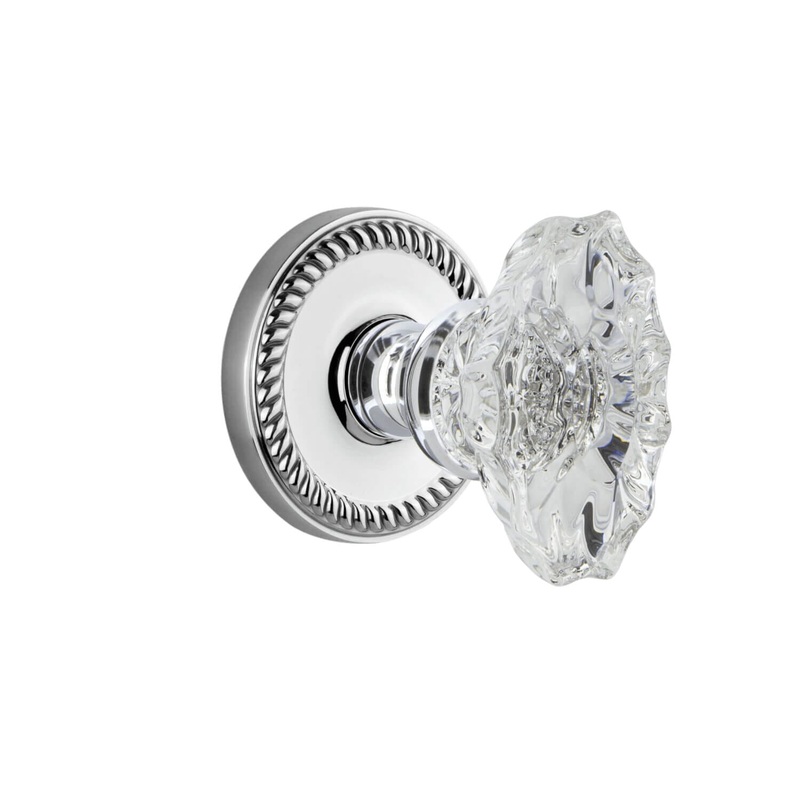 Newport Rosette with Biarritz Crystal Knob in Bright Chrome