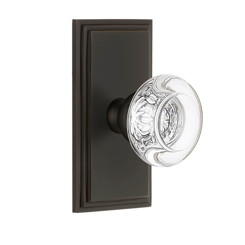 Carr Short Plate with Bordeaux Crystal Knob in Timeless Bronze