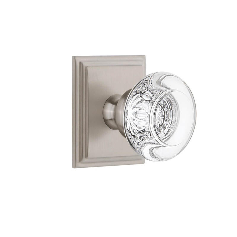 Carr Square Rosette with Bordeaux Crystal Knob in Satin Nickel