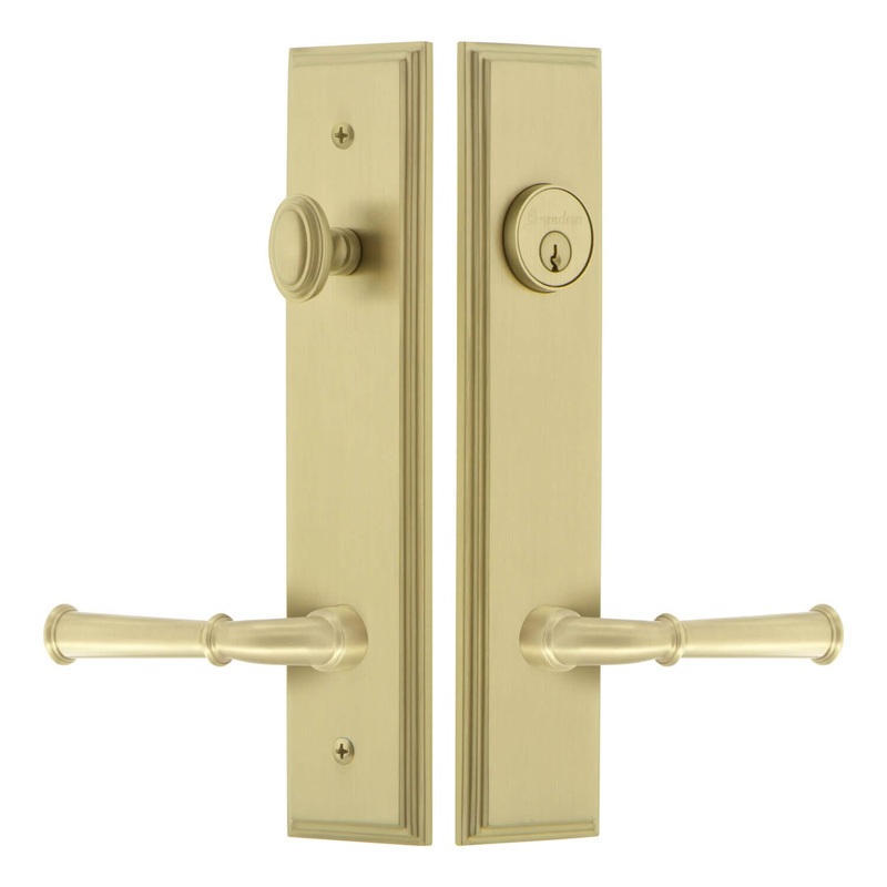 Carr Tall Plate Complete Entry Set with Georgetown Lever in Satin Brass