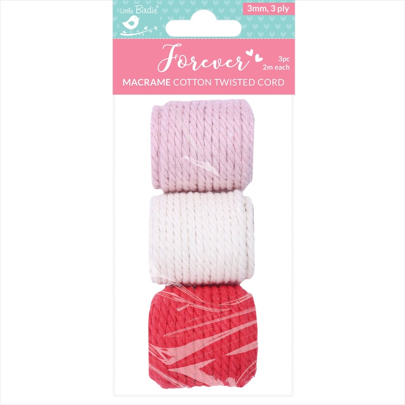 Cotton Twisted Cord 3Mm 3 Ply Rosy Charm 2Mtr 3Pc