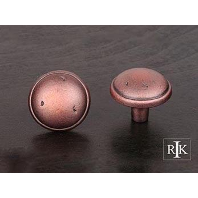 Distressed Mushroom Knob with Ring Edge 1 3/8 (35mm) – Distressed Copper