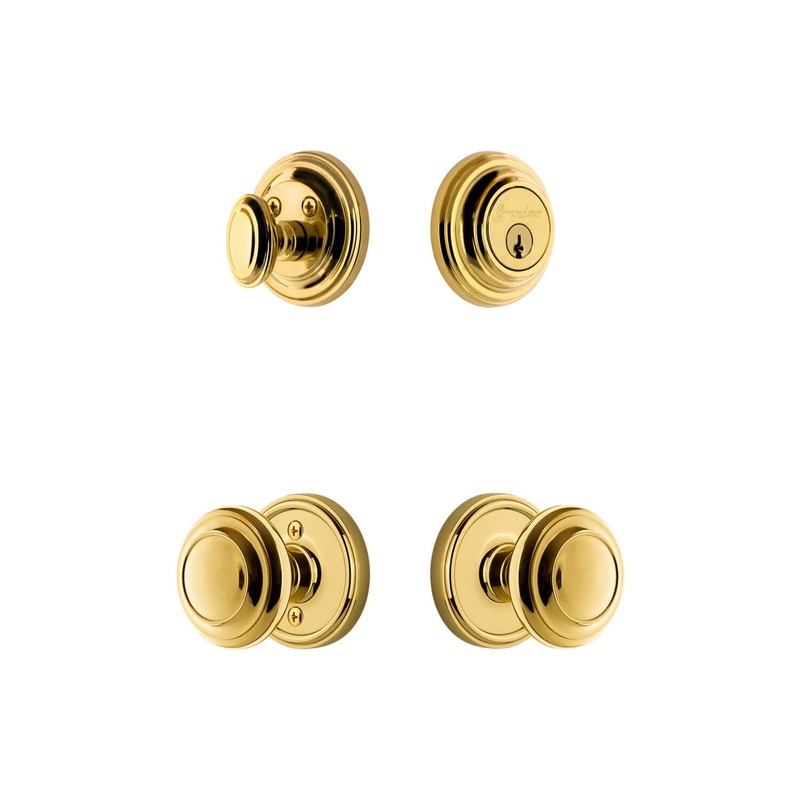 Georgetown Rosette Entry Set with Circulaire Knob in Lifetime Brass