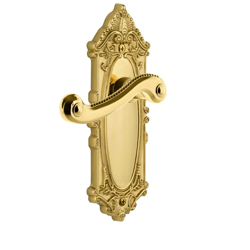 Grande Victorian Long Plate with Newport Lever in Polished Brass