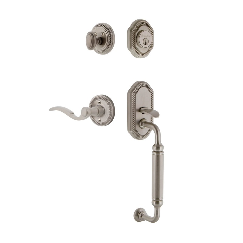Newport Rosette C Grip Entry Set Bellagio Lever in Satin Nickel