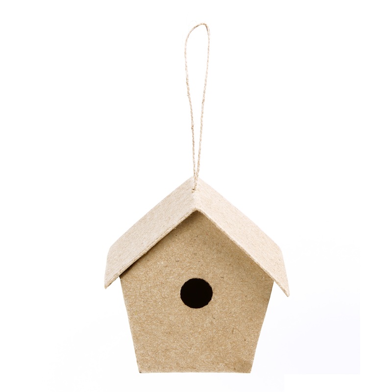 Paper Mache Mini Bird House Round 4 x 4.5cm 1pc