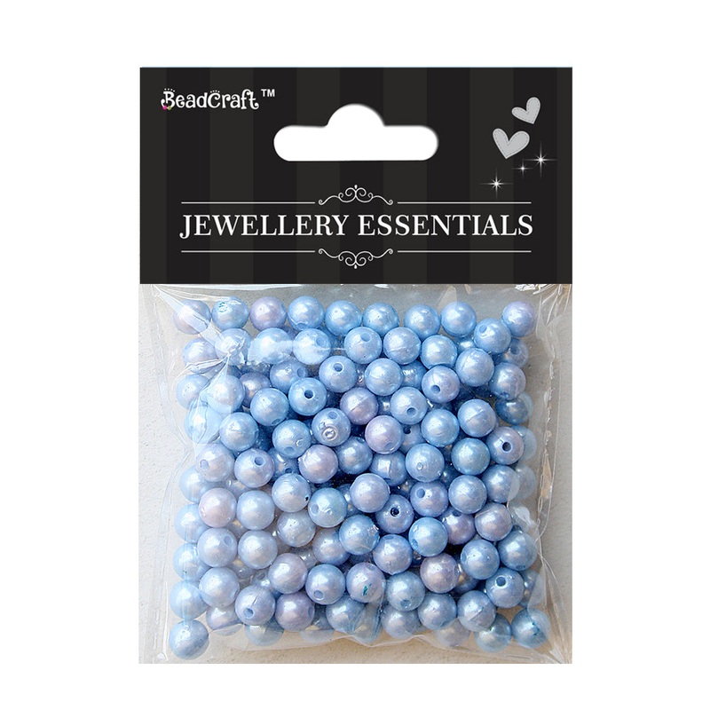 Pearl Beads Plastic 6Mm Lt Blue 20G Ib