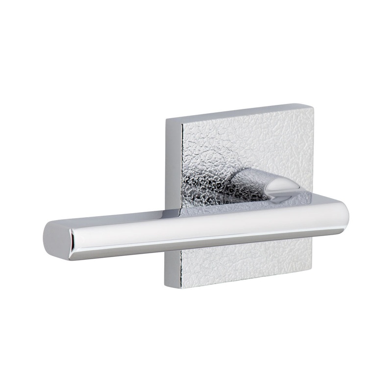 Quadrato Leather Rosette with Milano Lever in Bright Chrome