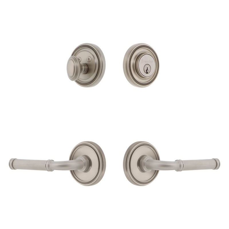 Soleil Rosette Entry Set with Soleil Lever in Satin Nickel
