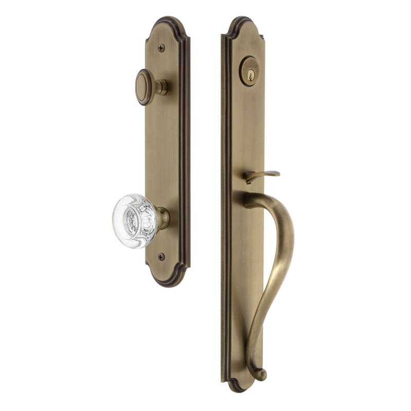 Arc One-Piece Handleset with S Grip and Bordeaux Knob in Vintage Brass