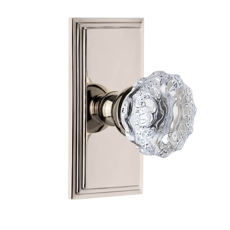 Carr Short Plate with Fontainebleau Crystal Knob in Polished Nickel