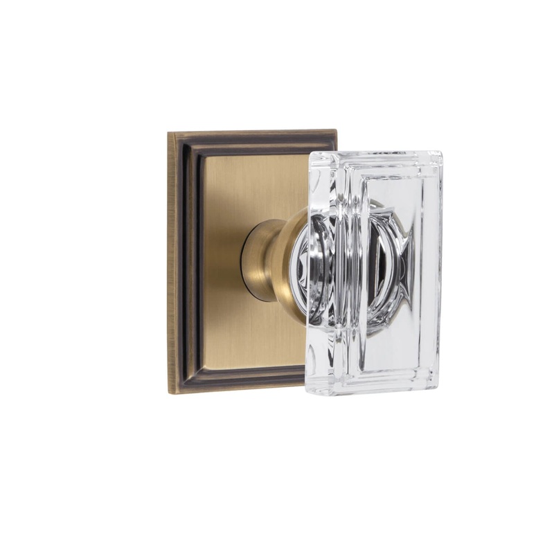 Carr Square Rosette with Carr Crystal Knob in Vintage Brass