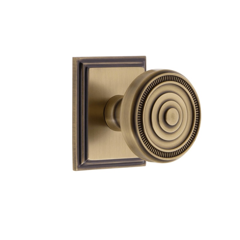 Carr Square Rosette with Soleil Knob in Vintage Brass