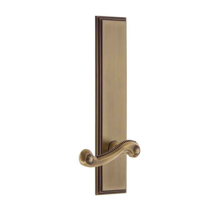 Carr Tall Plate with Newport Lever in Vintage Brass