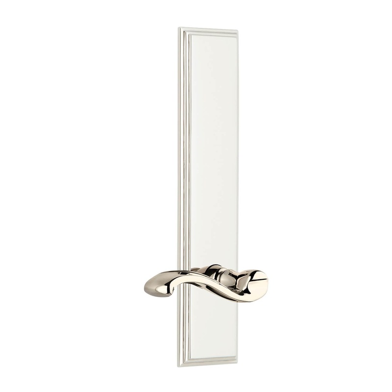 Carr Tall Plate with Portofino Lever in Polished Nickel