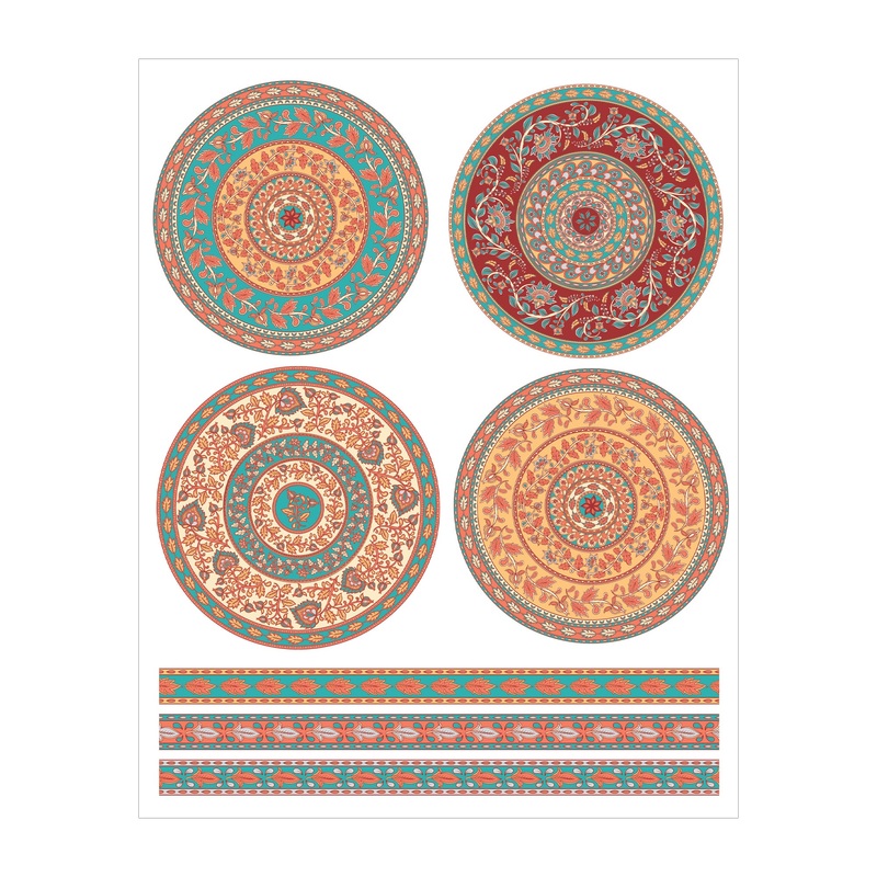 Deco Transfer Sheet Kalamkari Mandalas 10Inch X 7.5Inch 1Pc Lb