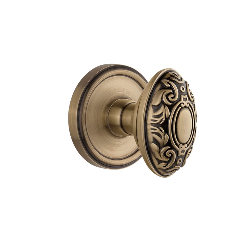 Georgetown Rosette with Grande Victorian Knob in Vintage Brass