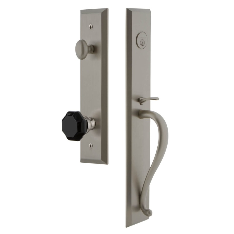 Grandeur Fifth Avenue One-Piece Handleset with S Grip and Lyon Knob in Satin Nickel
