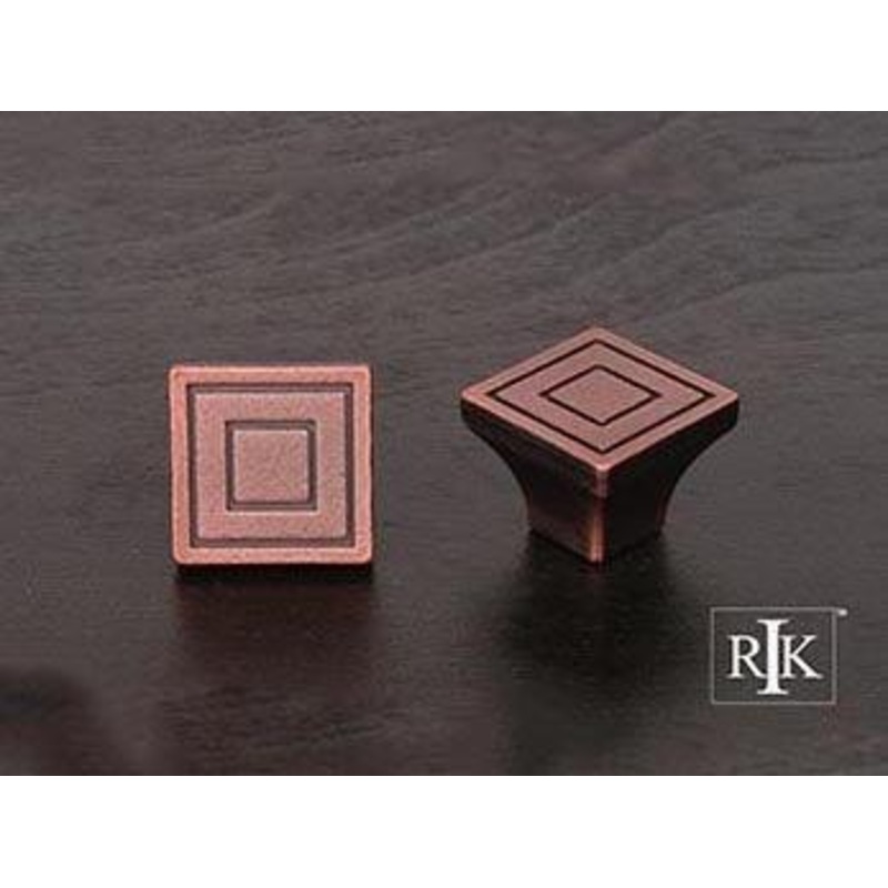 Large Contemporary Square Knob 1 1/16 (27mm) – Distressed Copper